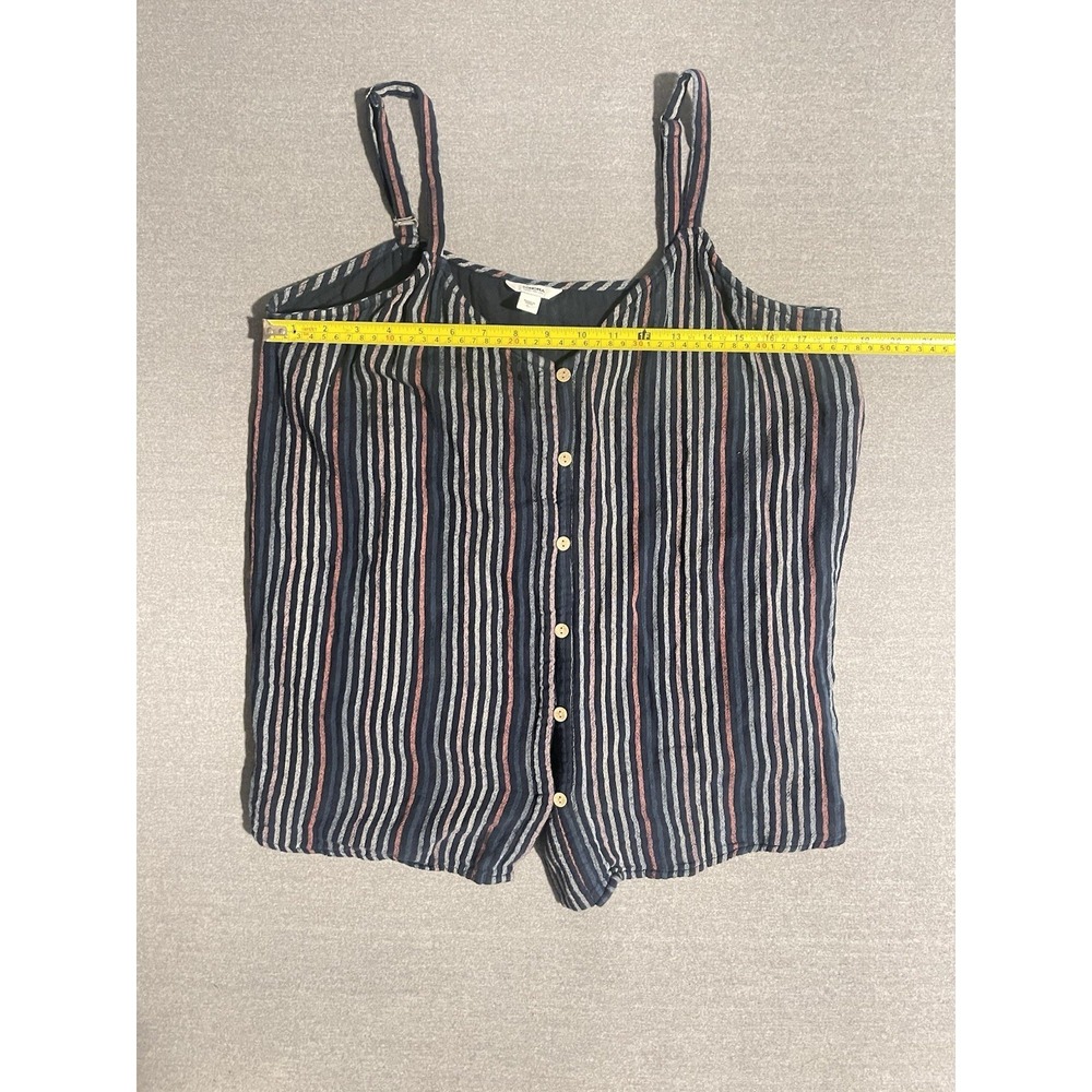 Sonoma Women's Sleeveless‎ Tank Top Large Blue Striped Button Front Casual